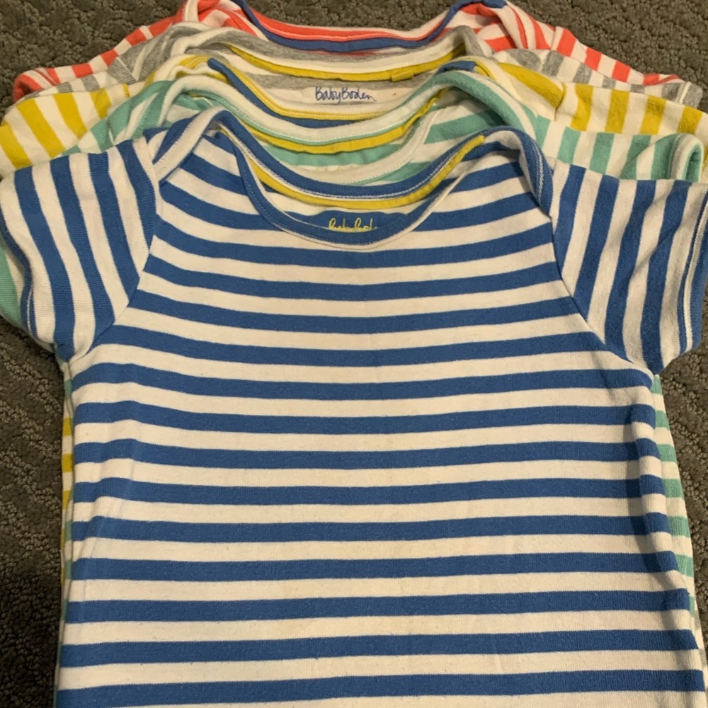 Set of 5 baby boden striped onsies. EUC! Size 18-24 mos